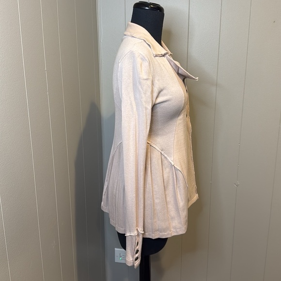Free People Women’s Extra Small distressed double breasted jacket cream blush - Picture 4 of 8